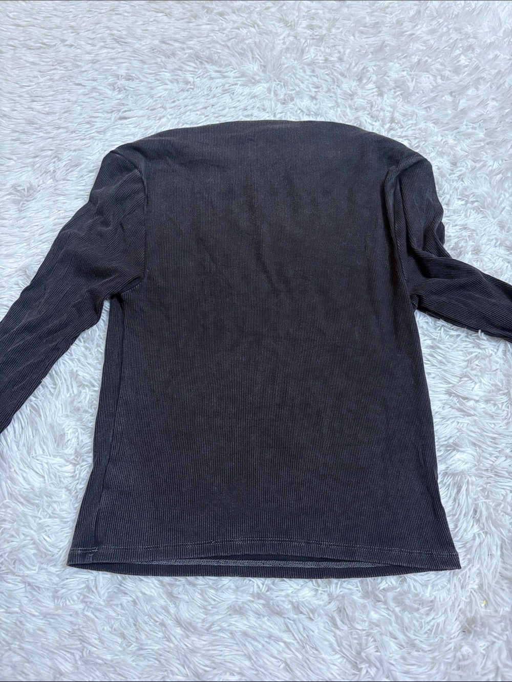 NWT Wild Fable Charcoal Grey/Black Long Sleeve Ribbed Crop Top Size S - Picture 8 of 9